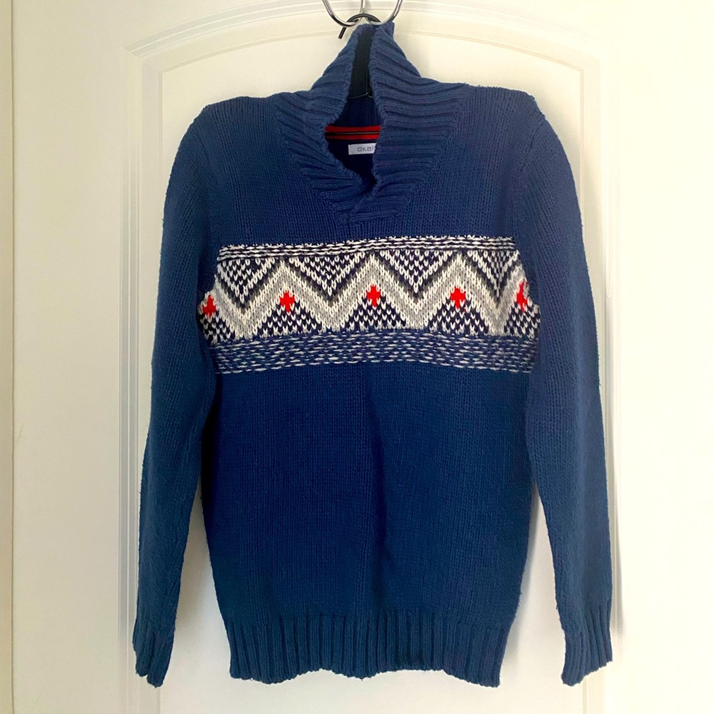 Okaïdi Knitted Cotton Blend Alpine Nordic Boys Sweater 12 Y